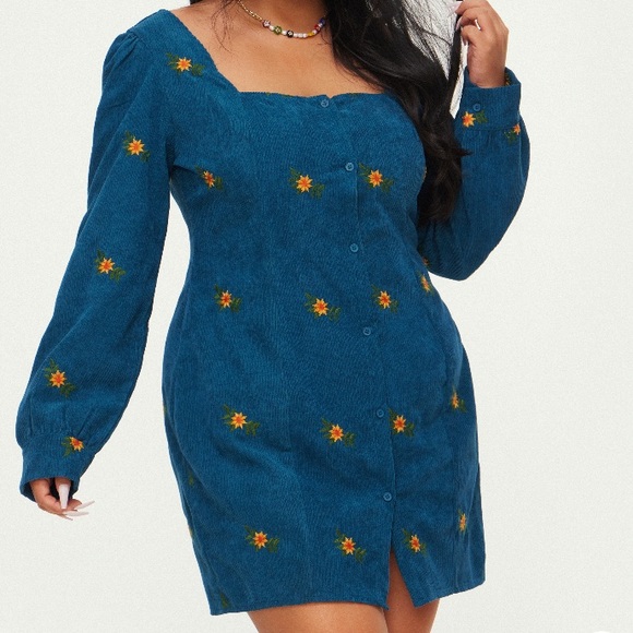 floral denim mini dress Light Wash Floral Print Sleeveless Denim Mini Dress